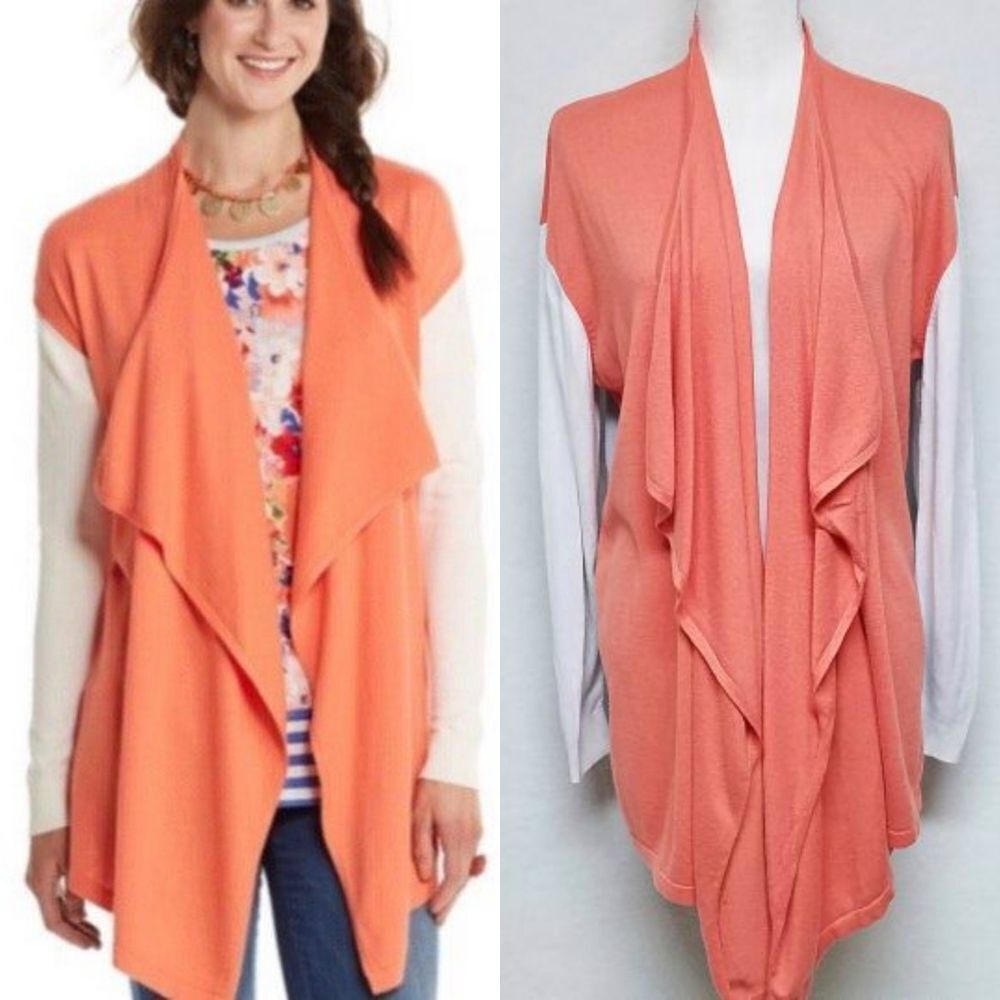 Matilda jane happy & free please orange gray waterfall cardigan colorblock